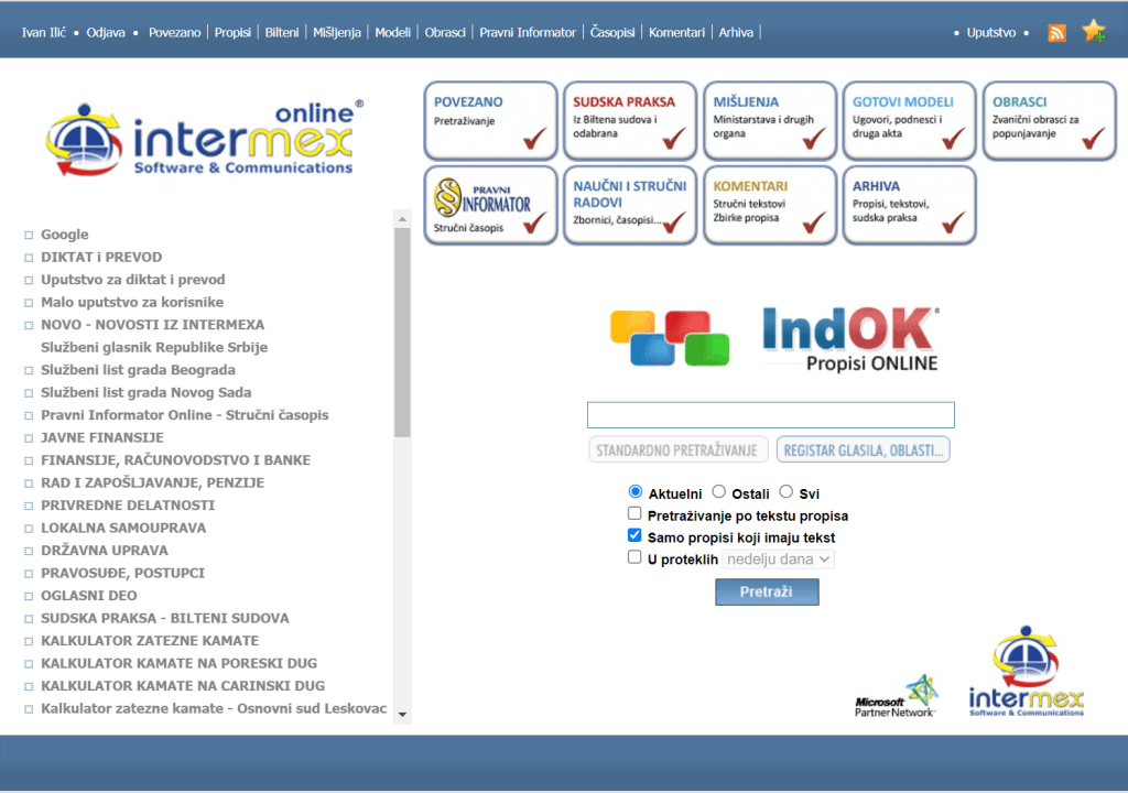 IndOk Online baza propisa